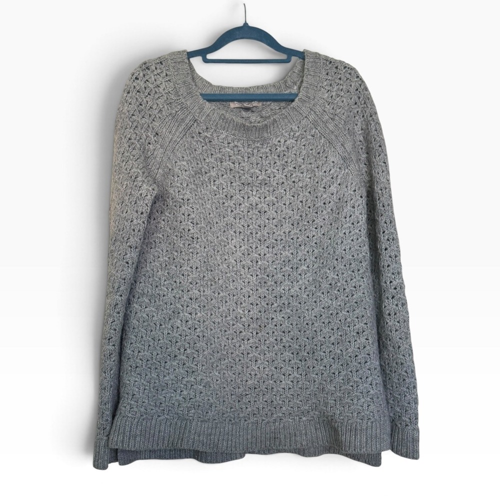 Banana Republic Gray Merino Wool Alpaca Blend Textured Knit Pullover Sweater M